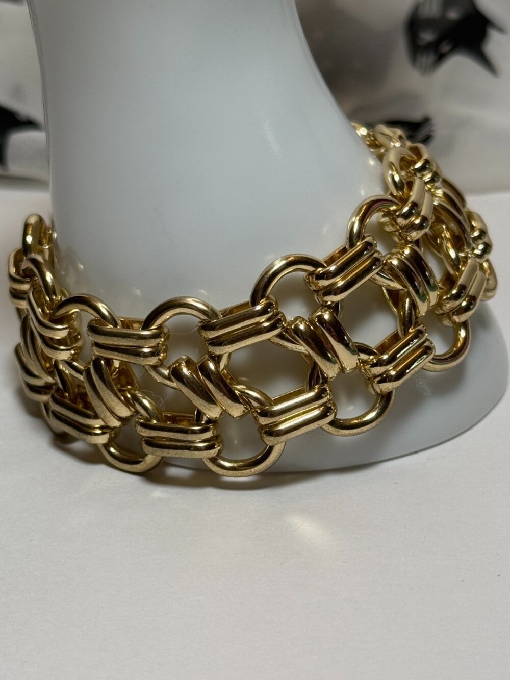 Chain Link Toggle Clasp Linked Gold Tone Statement Bracelet